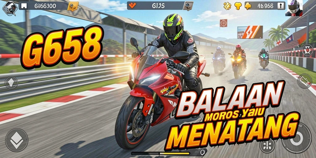 Gameplay G668 dengan balapan motor yang menegangkan.