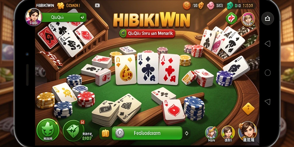 Screenshot gameplay HIBIKIWIN menunjukkan keseruan permainan QiuQiu.