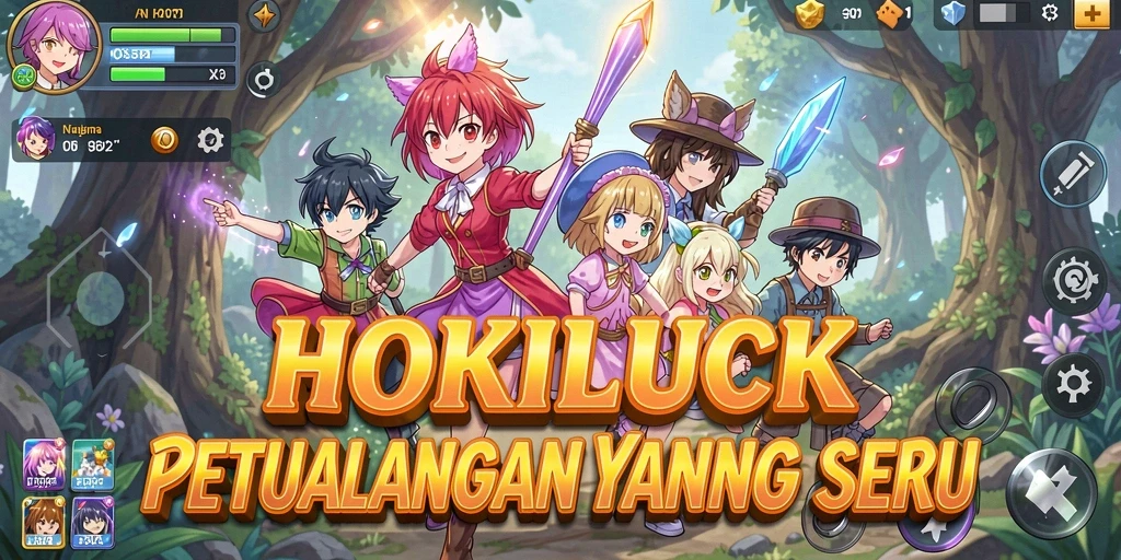Gameplay HOKILUCK yang dinamis dan penuh warna.
