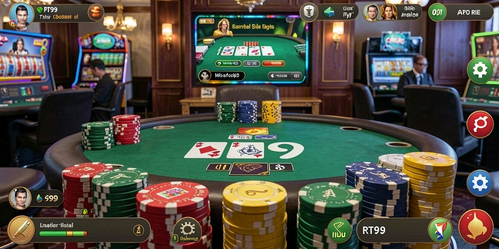 Screenshot gameplay <strong>RT99</strong> menampilkan aksi poker yang seru.